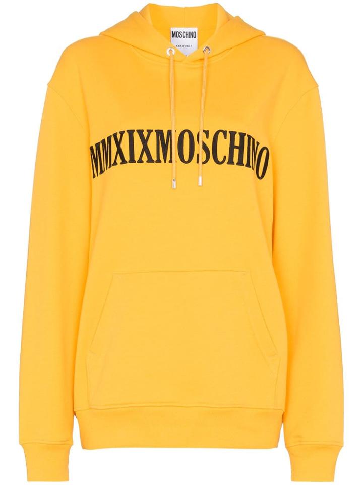 Moschino Logo-embroidered Oversize Hoodie - Yellow