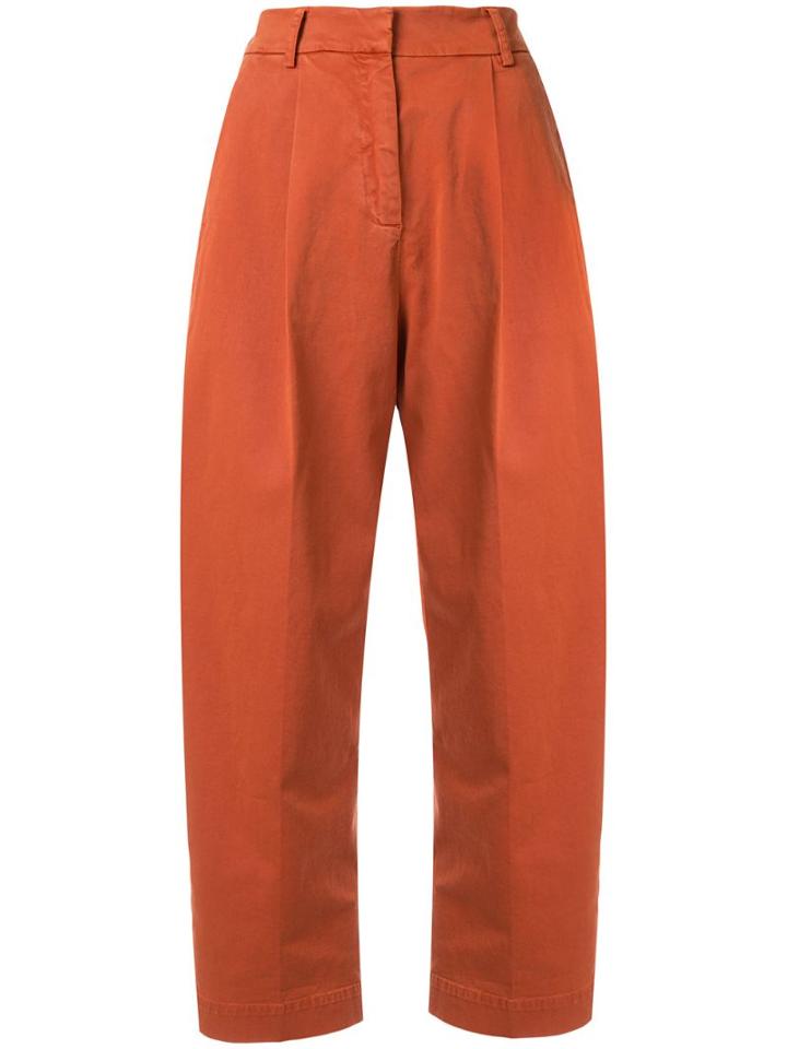 Ymc Cropped High-waisted Trousers - Orange