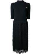 Muveil Roll Neck Short-sleeved Dress, Women's, Size: 38, Black, Cotton/nylon/rayon/polyester