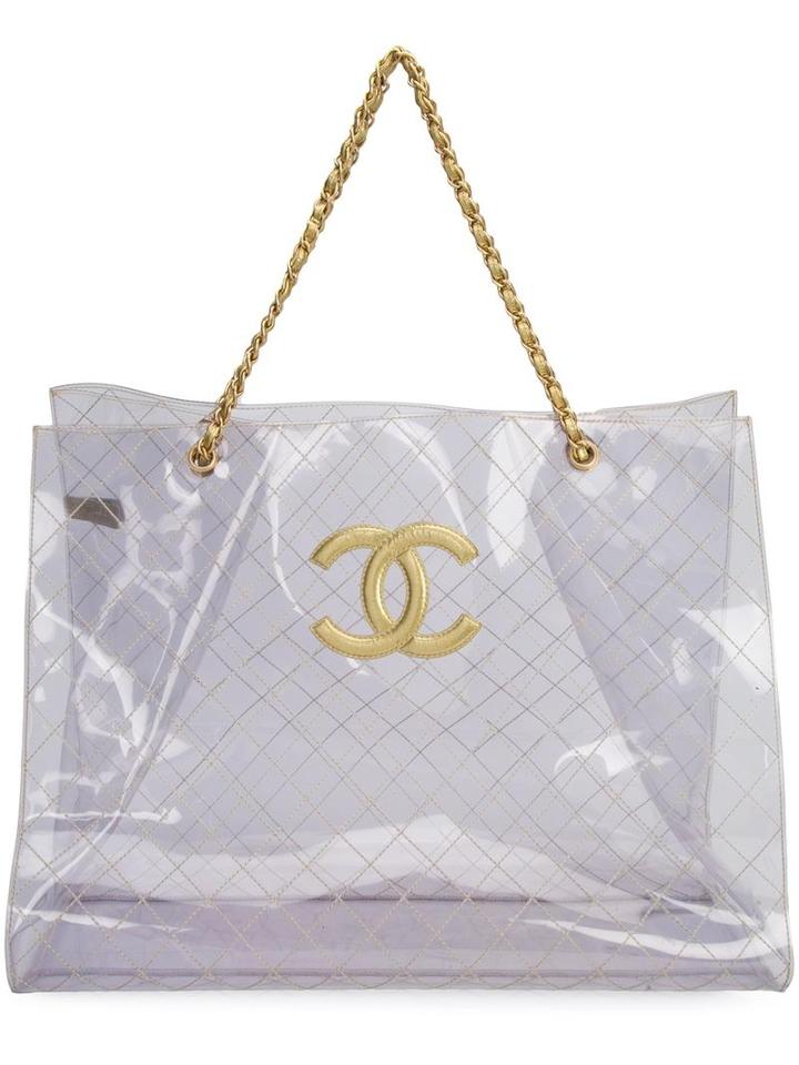 Chanel Vintage Quilted Cc Tote, Women's, White