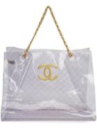 Chanel Vintage Quilted Cc Tote, Women's, White