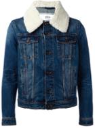 Ami Alexandre Mattiussi Denim Jacket With Shearling, Men's, Size: Large, Blue, Cotton/sheep Skin/shearling