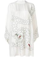 P.a.r.o.s.h. Sequin Dragon Embroidered Dress - White