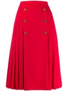 Dolce & Gabbana Pleated Full Midi Skirt - Red