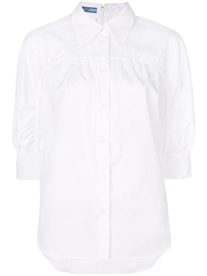 Prada Neck Tie Shirt - White