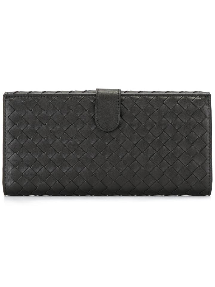 Bottega Veneta Woven Effect Flat Wallet - Black