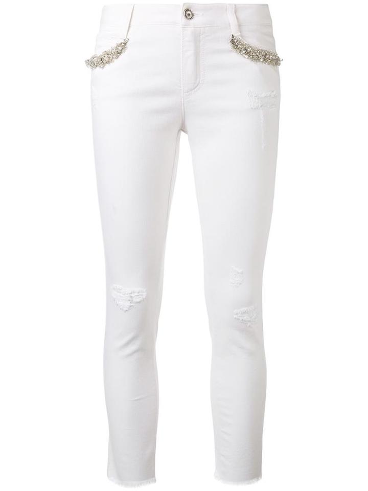 Ermanno Scervino Embellished Skinny Jeans, Women's, Size: 44, Red, Cotton/spandex/elastane/glass/polyester