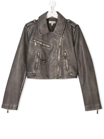 Twin-set Kids Cropped Biker Jacket - Grey