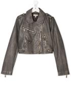 Twin-set Kids Cropped Biker Jacket - Grey
