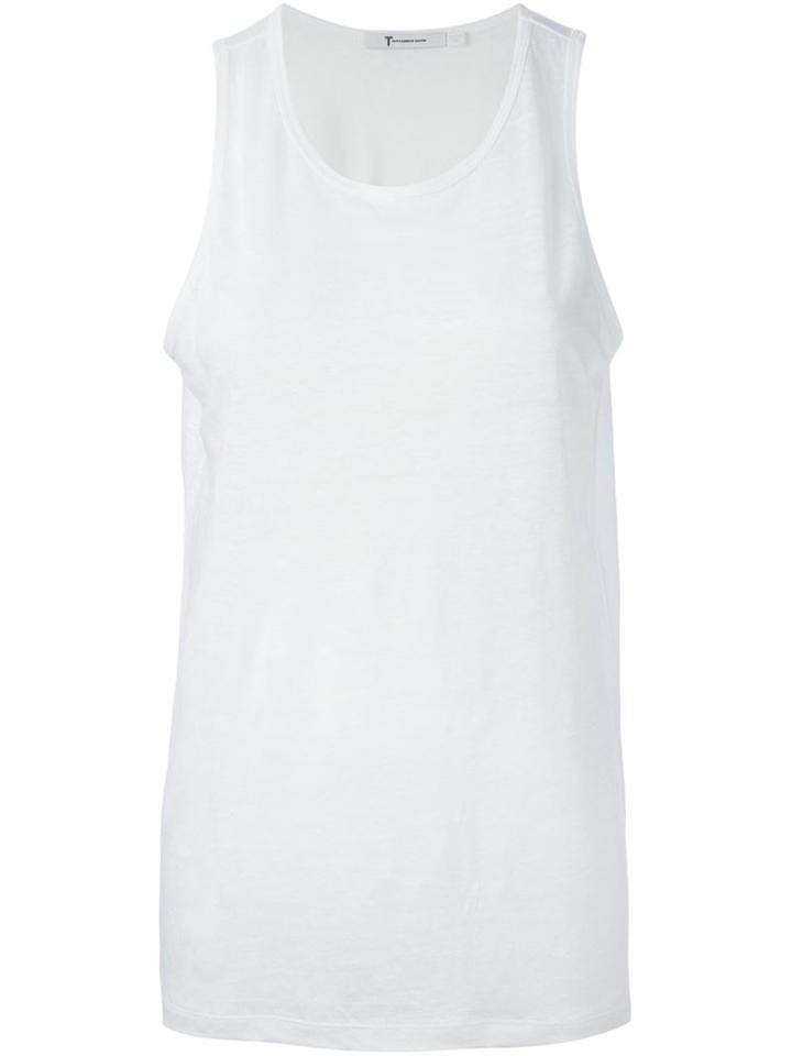 T By Alexander Wang Scoop Neck Tank Top, Women's, Size: M, White, Silk/linen/flax