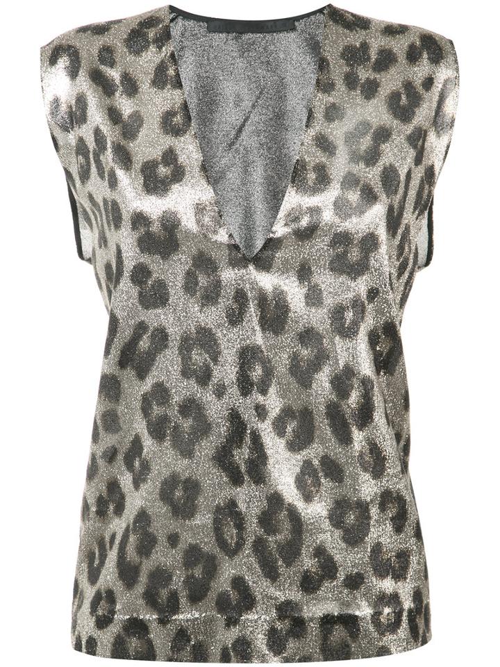 Haider Ackermann Leopard Print Tank Top, Women's, Size: 38, Grey, Silk/polyester/spandex/elastane