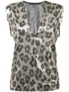 Haider Ackermann Leopard Print Tank Top, Women's, Size: 38, Grey, Silk/polyester/spandex/elastane