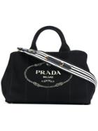 Prada Structured Logo Tote - Black