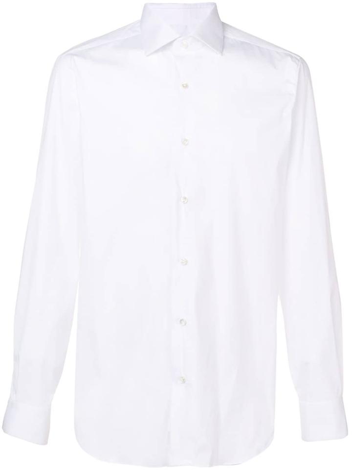 Barba Plain Tailored Style Shirt - White