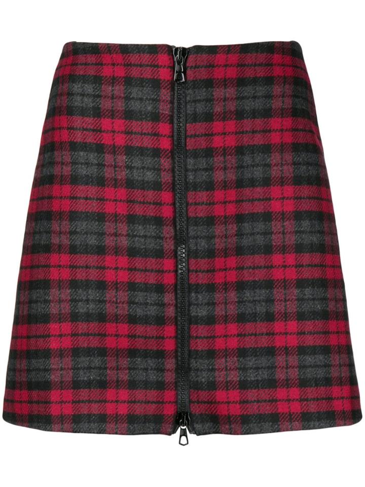 Ultràchic Checked Zip Front Skirt - Red