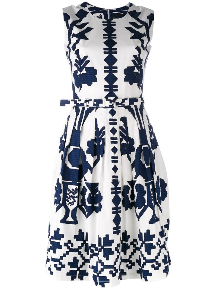 Samantha Sung - Flared Sleeveless Dress - Women - Cotton/spandex/elastane - 2, Women's, White, Cotton/spandex/elastane