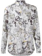 Etro Multi-print Shirt, Men's, Size: Large, Black, Linen/flax
