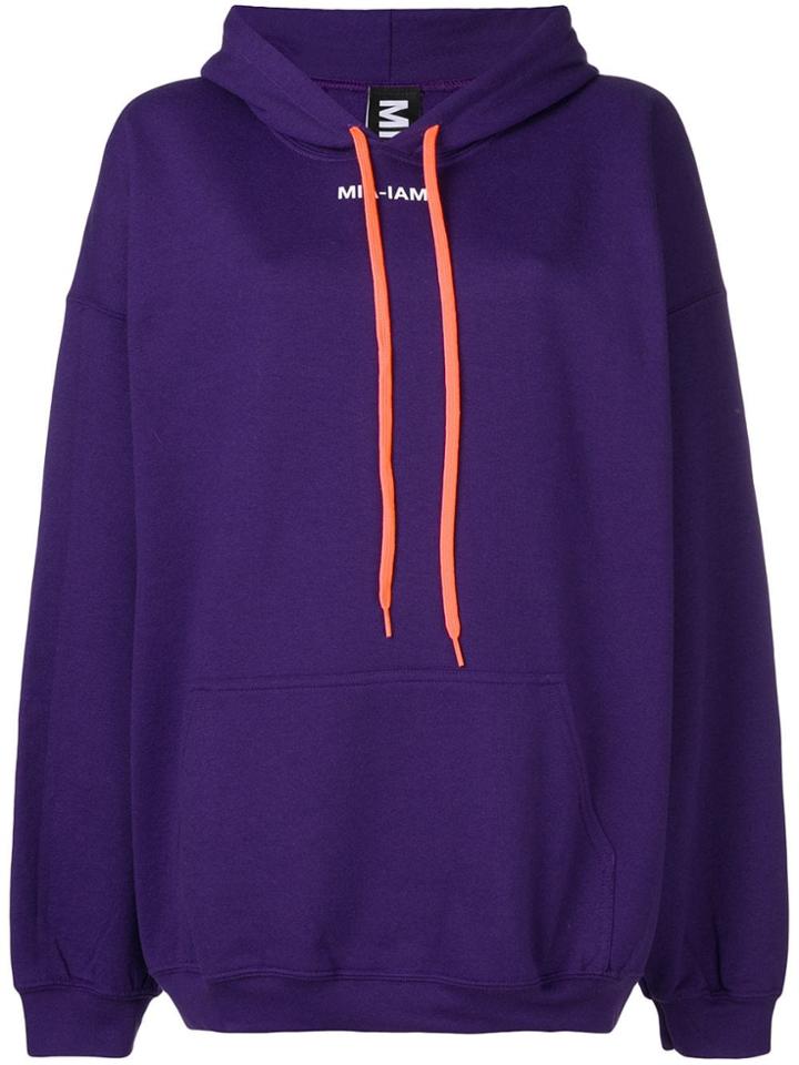 Mia-iam Logo Print Hoodie - Pink & Purple