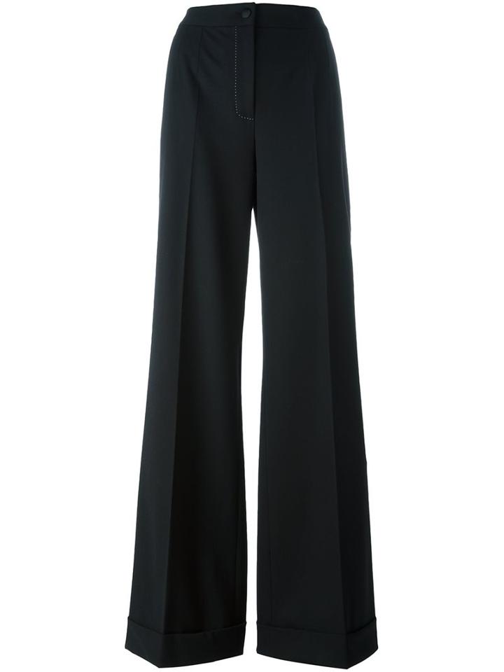 Dolce & Gabbana Wide Leg Trousers, Women's, Size: 46, Black, Polyamide/spandex/elastane/virgin Wool