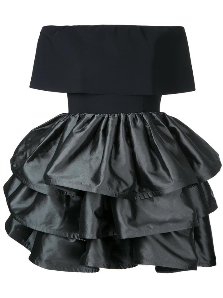 Greta Constantine Ruffle Skirt Dress - Black