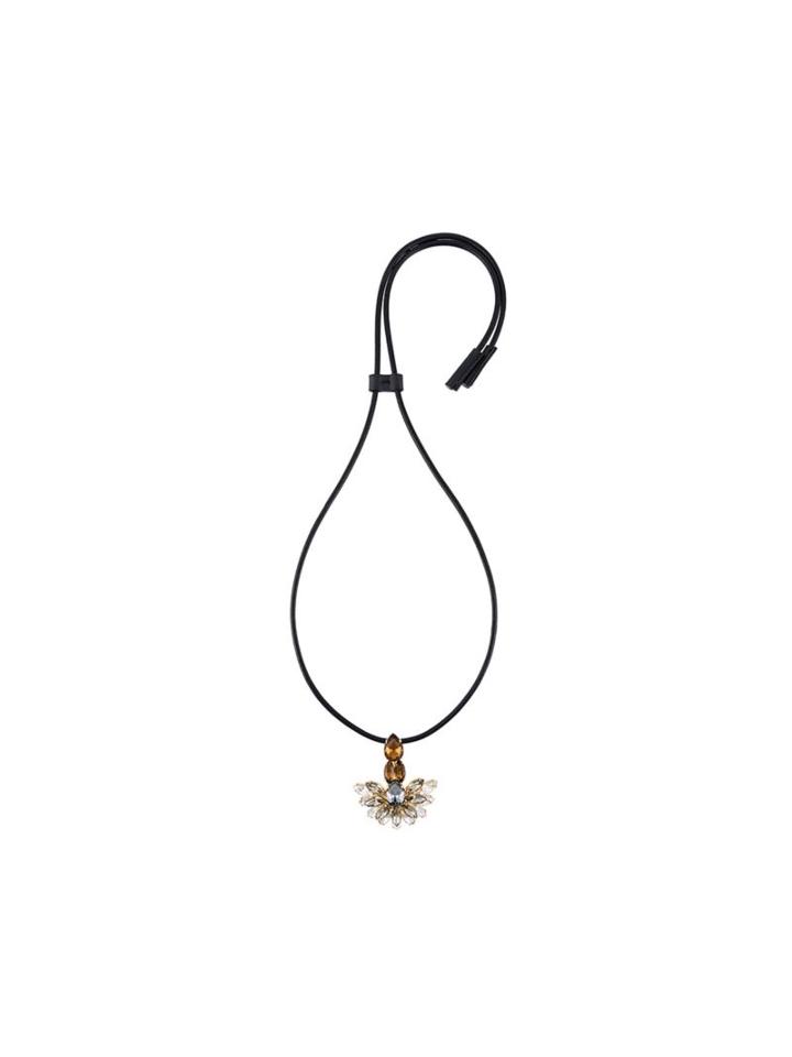 Marni Strass Necklace, Women's, Black, Leather/metal/crystal