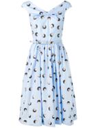Blumarine - Polka Dot Printed Sleeveless Dress - Women - Cotton/spandex/elastane - 44, Blue, Cotton/spandex/elastane