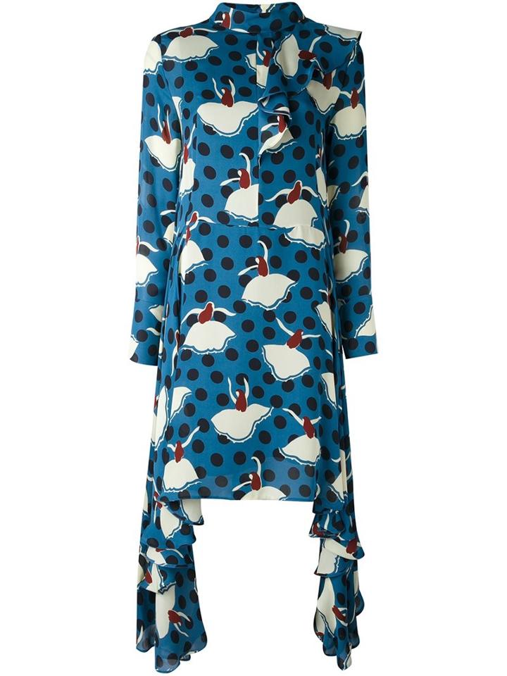 Marni Flower Print Asymmetric Dress
