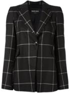 Emporio Armani Checked Blazer, Women's, Size: 44, Black, Polyester/spandex/elastane/viscose