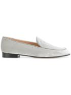 Giorgio Armani Velvet Embroidered Logo Loafers - Nude & Neutrals