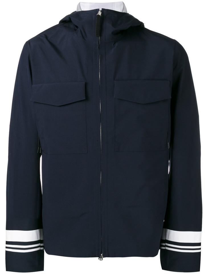 Stone Island Hooded Logo Jacket, Men's, Size: Small, Blue, Polyester