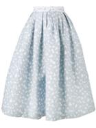 House Of Holland Heart Jacquard Midi Skirt, Size: 14, Blue, Linen/flax