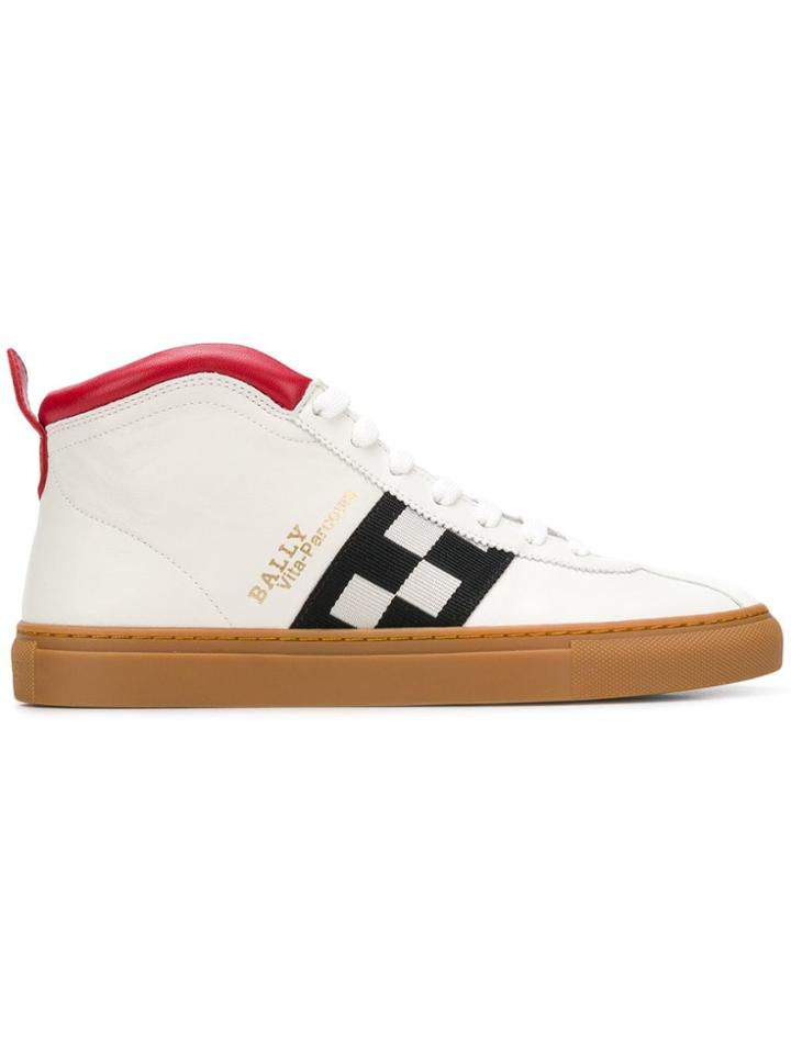 Bally Checkered Panel Hi-top Sneakers - White