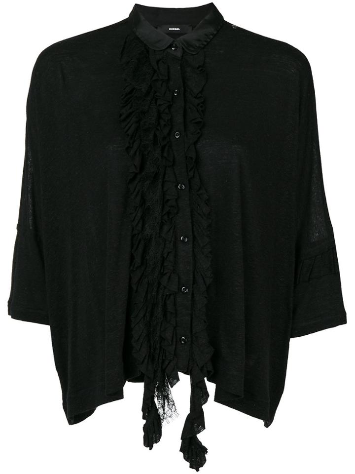 Diesel Ruffled Trim Shirt - Black
