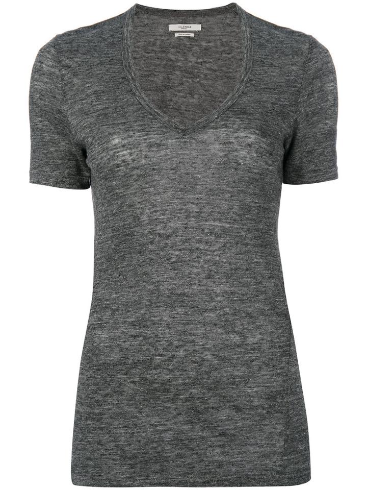 Isabel Marant Étoile - V-neck T-shirt - Women - Linen/flax - Xs, Grey, Linen/flax