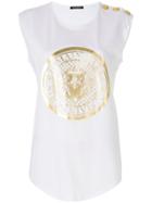 Balmain Medal Logo Vest Top - White