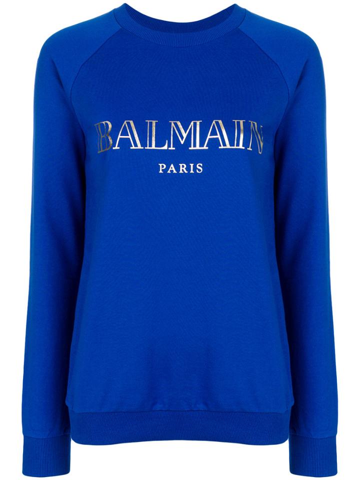 Balmain Logo Print Sweatshirt - Blue