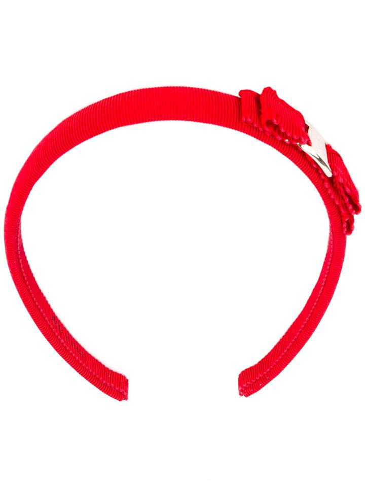 Salvatore Ferragamo - Bow Embroidered Hair Band - Women - Cotton - One Size, Red, Cotton