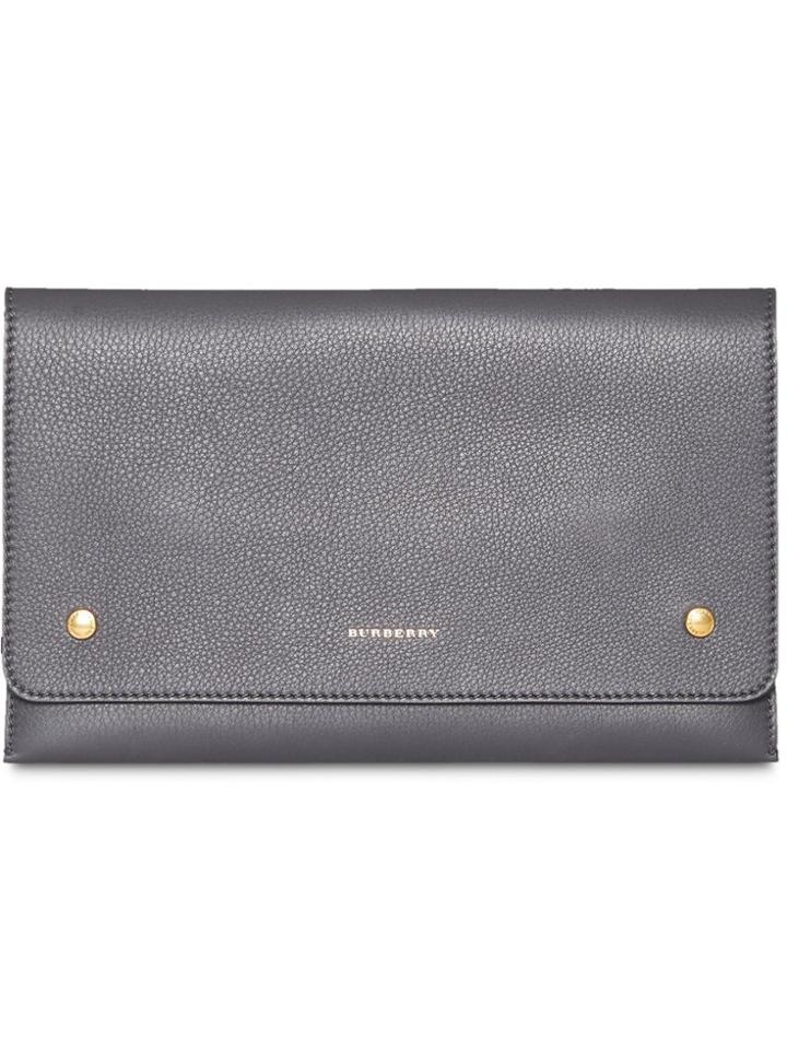 Burberry Two-tone Leather Wristlet Clutch - Grey