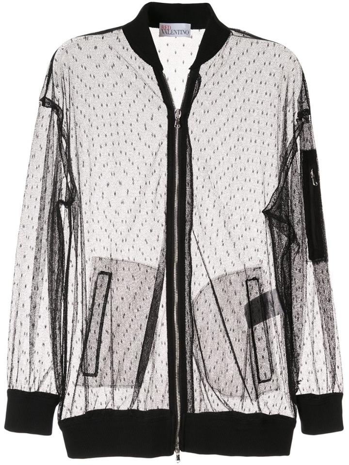 Red Valentino Tulle Bomber Jacket - Black