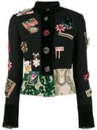 Dolce & Gabbana Patch Embellished Fitted Military Jacket - Black