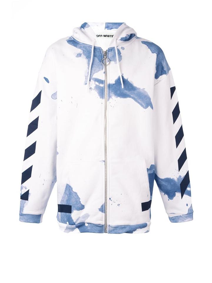 Off-white Liquid Spots Print Zip Up Hoodie