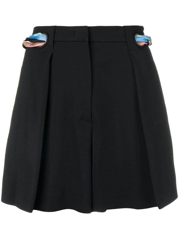 Emilio Pucci Black Chain Pleated Shorts