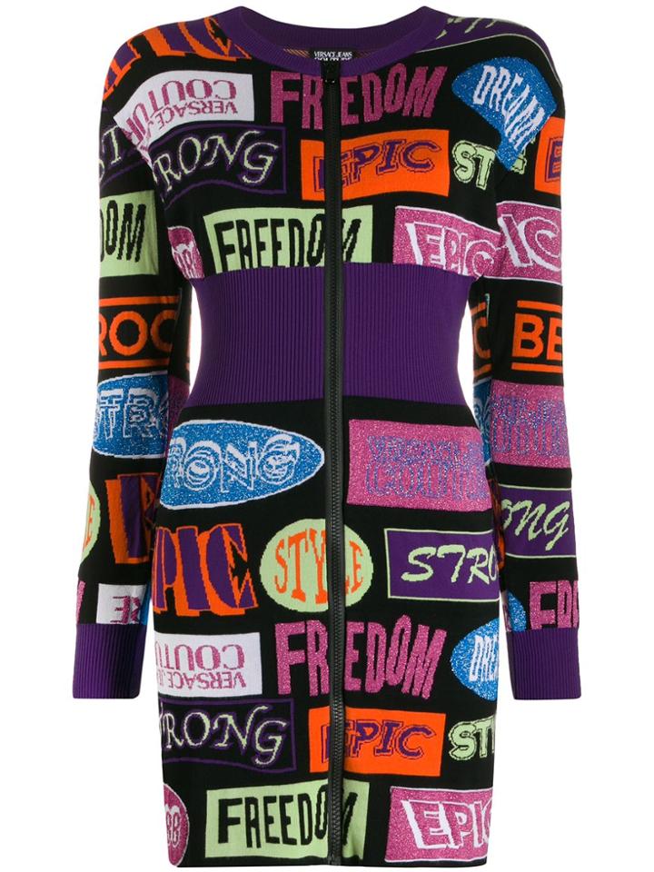 Versace Jeans Couture Knitted Patchwork Dress - Black