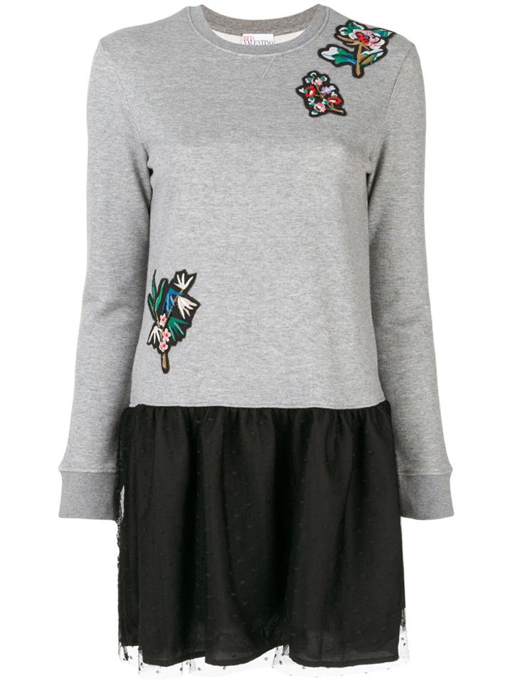 Red Valentino Embroidered Knitted Dress - Grey