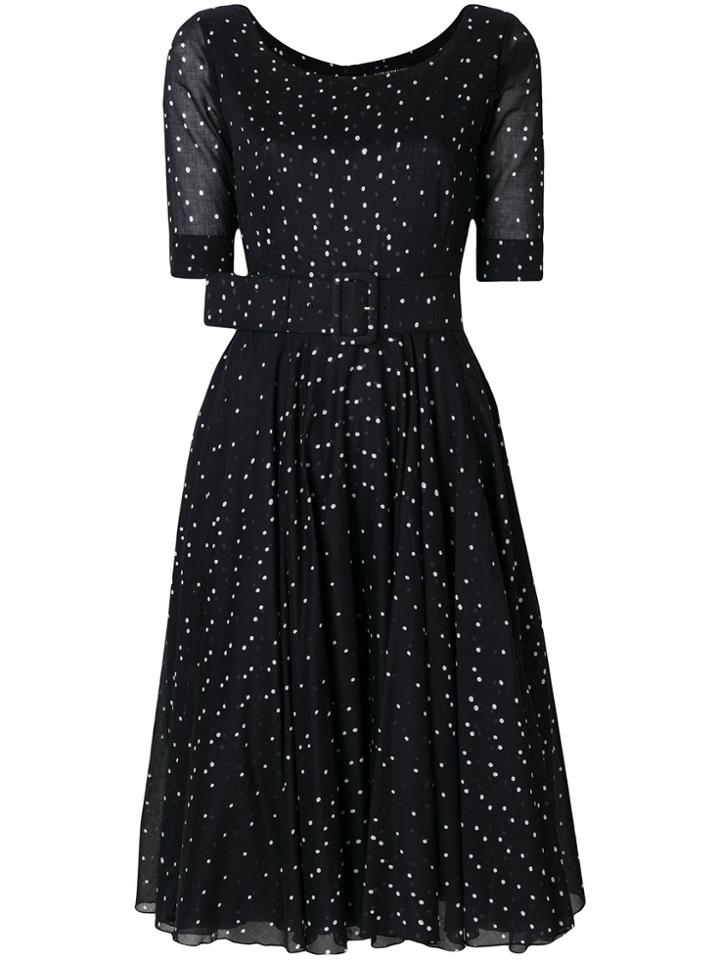 Samantha Sung Polka-dot Flared Dress - Blue