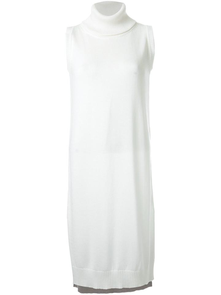 Loveless Sleeveless Knitted Midi Dress - White