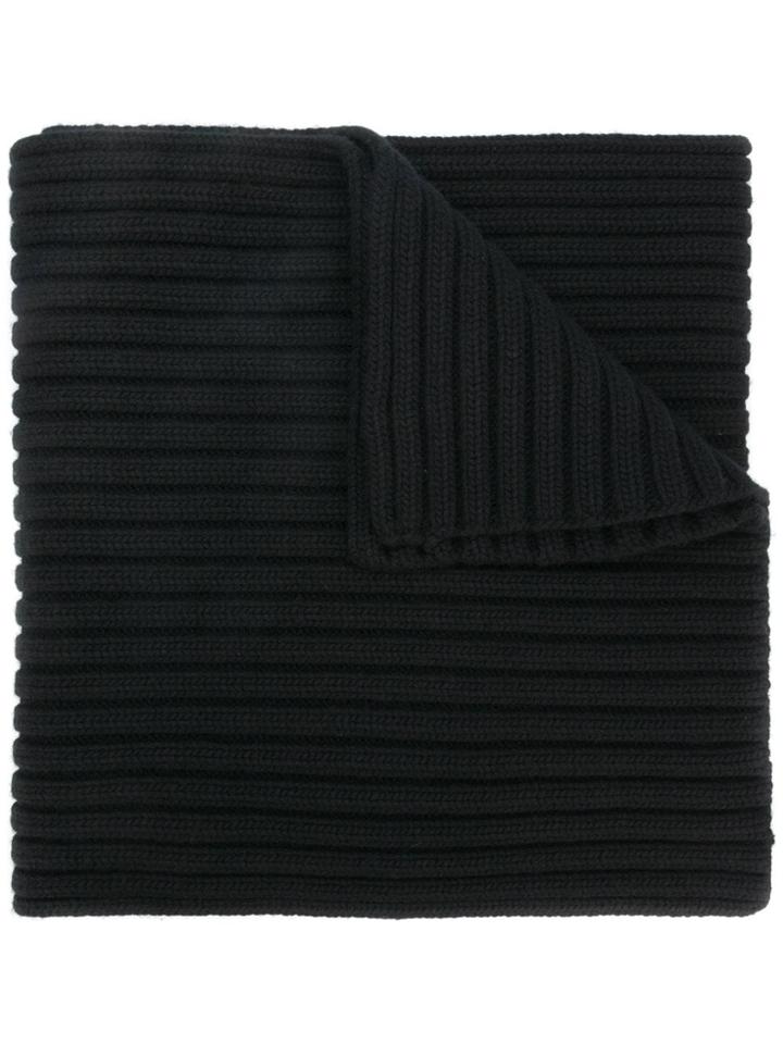 Stone Island Thick Ribbed Knit Scarf - Black