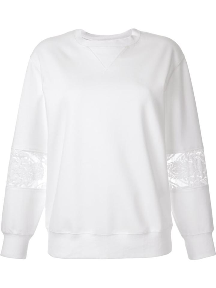 Cityshop Sleeve Lace Panel Detail Sweatshirt, Women's, White, Cotton/nylon/polyester