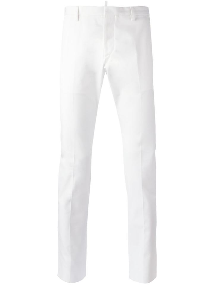 Dsquared2 Slim Fit Trousers, Men's, Size: 52, White, Cotton