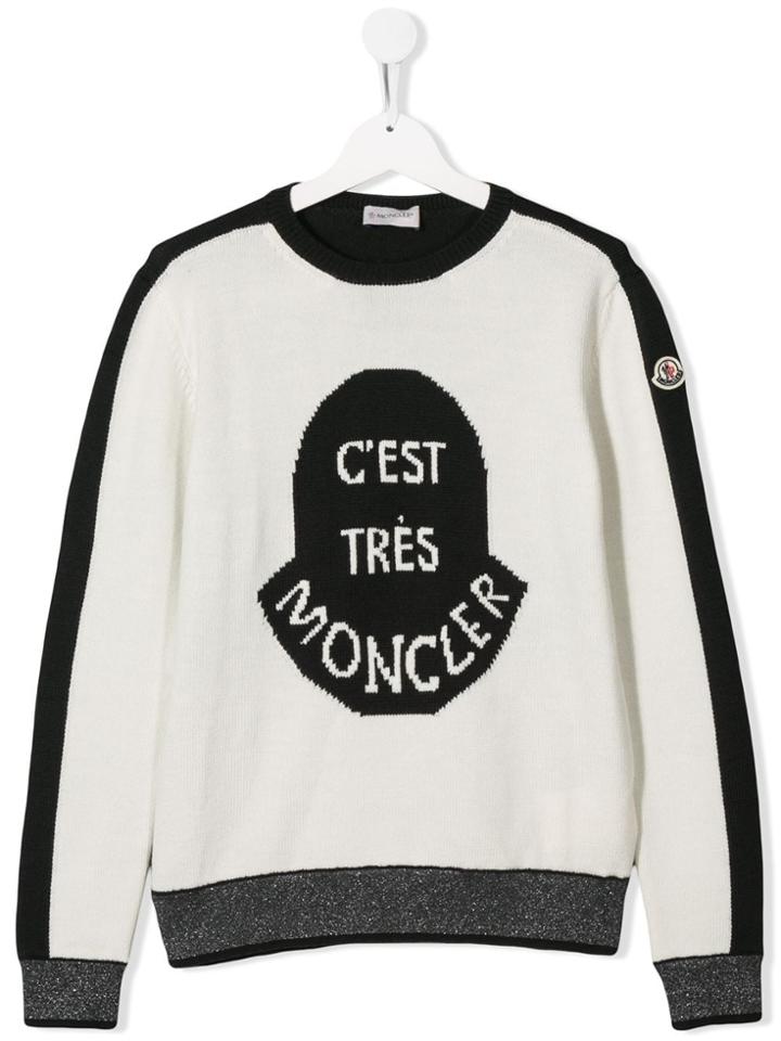 Moncler Kids Teen Intarsia Knit Jumper - White